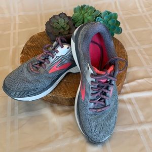 Brooks grey and pink athletic shoes